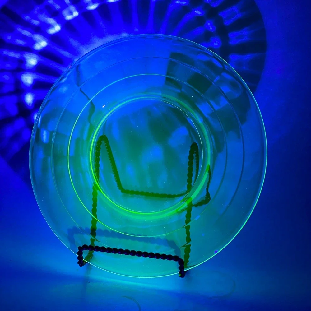 Anchor‎ Hocking Block Optic Green Plate Depression Glass 1930s